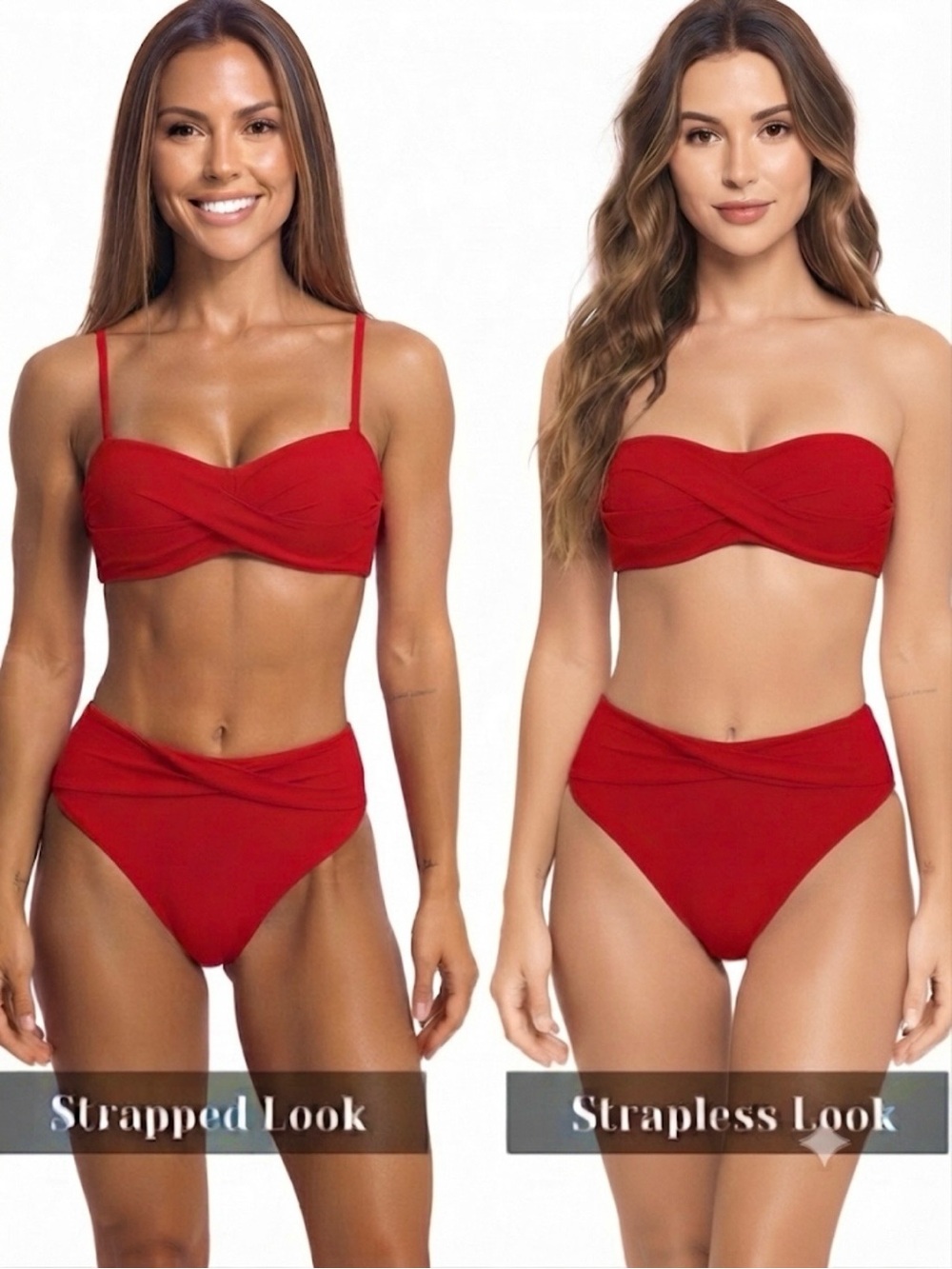 Tempt Me NWOT Bikini Twist Bandeau Convertible Strap / Strapless Bathing Suit